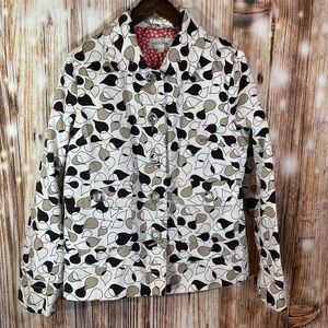 VTG Merona L Cotton Toggle Closure Jacket Tear Drop Leaf Pattern Floral Interior